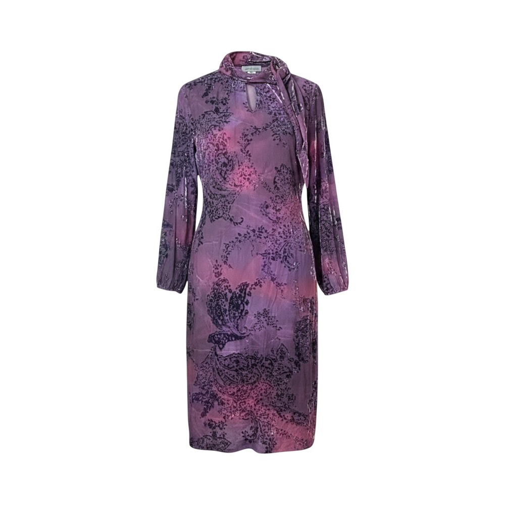 Les Copains NWOT Silk Velvet Burnout Paisley Dress Italy Boho Luxe 50